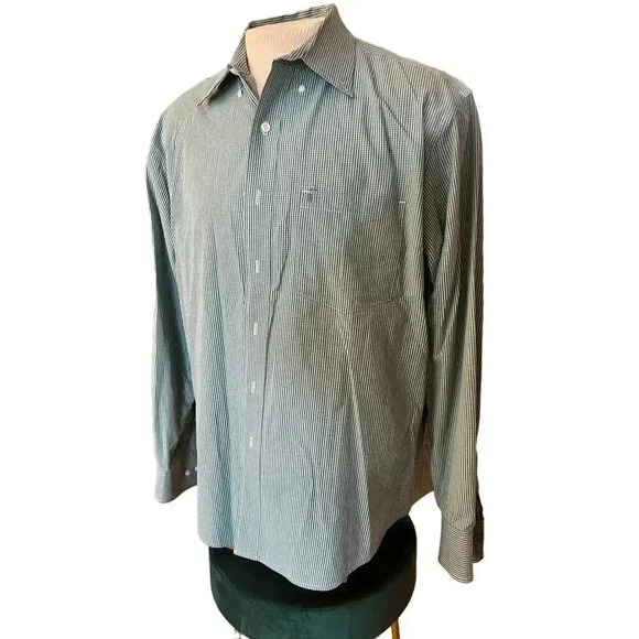 IZOD 100% cotton green and white mens button up size large - Picture 1 of 6